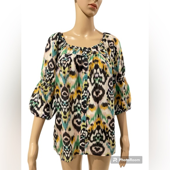 ANTHROPOLOGIE VANESSA VIRGINIA BOHO IKAT MOTIF PRINT size S - Picture 1 of 3